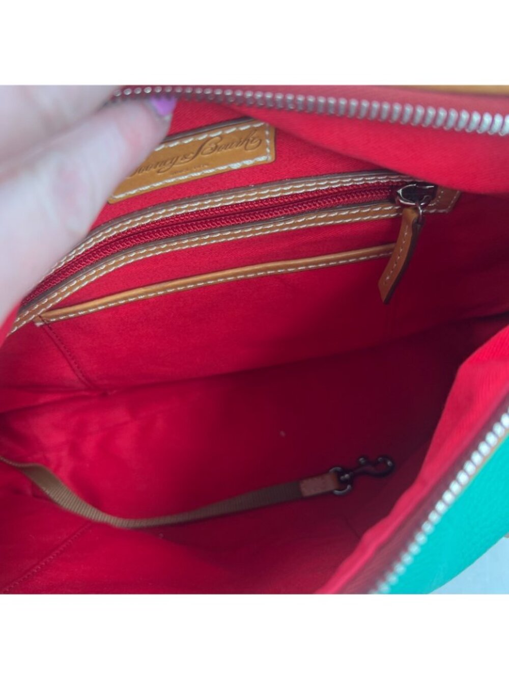 Dooney & Bourke Pebble Grain Paige Sac Hobo Bag in Carribean Green - Picture 7 of 8